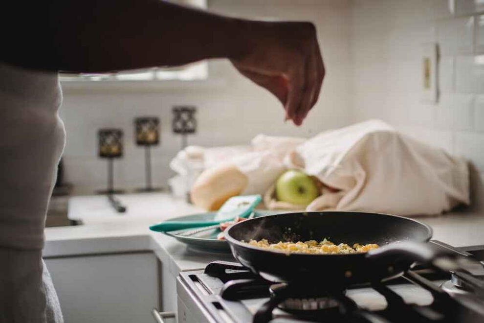 cooking salted scrambled eggs