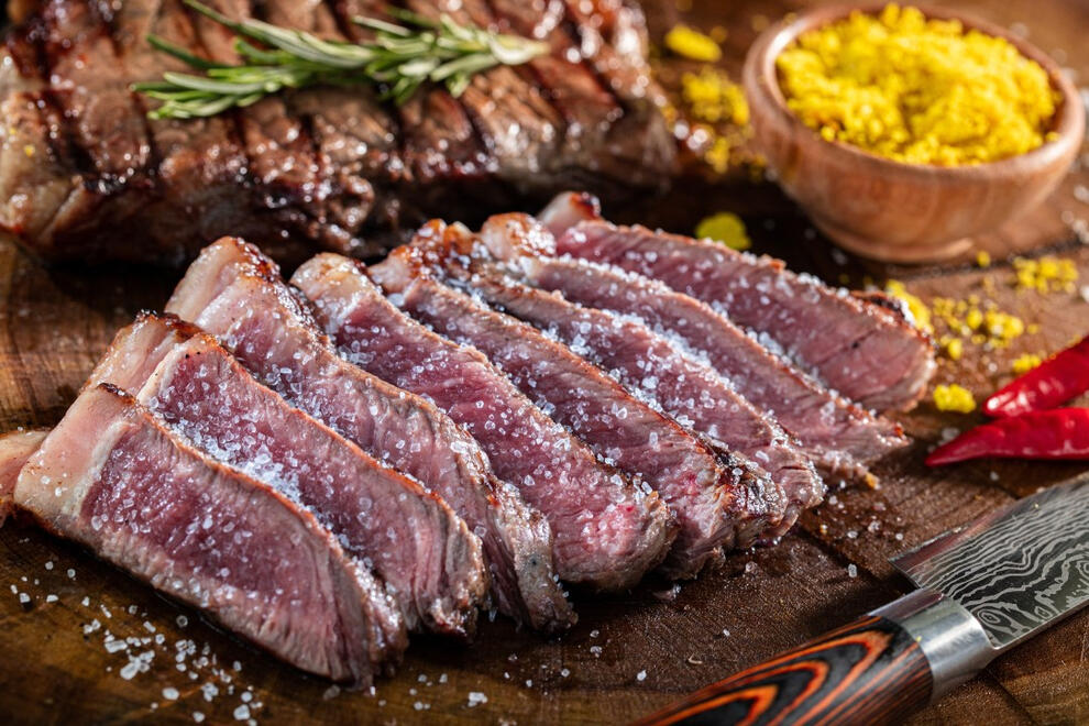 salted juicy medium rare meat